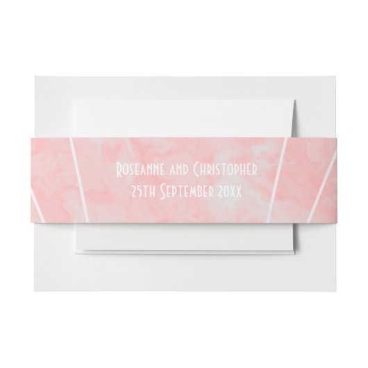 Rosa Marmor Art Deco Design Hochzeit Einladungsbanderole (Vorderseite Beispiel)