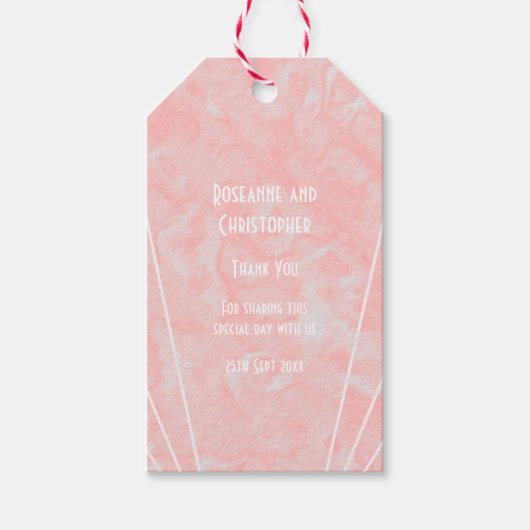 Rosa Marmor Art Deco Design Hochzeit Geschenkanhänger (Vorderseite)