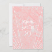 Rosa Marmor Art Deco Design Hochzeit Save The Date (Vorderseite)