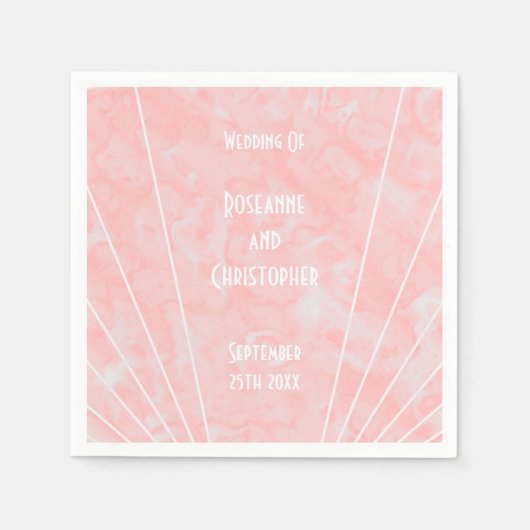 Rosa Marmor Art Deco Design Hochzeit Serviette (Vorderseite)