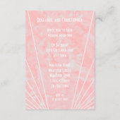 Rosa Marmor Art Deco Design Hochzeitsempfang Begleitkarte (Rückseite)