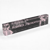 Rosa Marmor auf schwarz Namensplakette