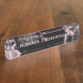 Rosa Marmor auf schwarz Namensplakette (Seite)