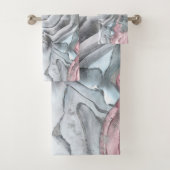 Rosa Marmor aus der Rose - Pastellpinsel und silbe Badhandtuch Set (Insitu)