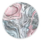 Rosa Marmor aus der Rose - Pastellpinsel und silbe Keramikknauf (Vorderseite)