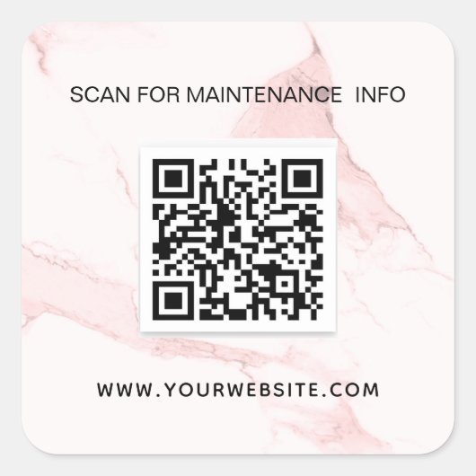 Rosa-Marmor-Business-QR-Code-Wartung Quadratischer Aufkleber (Vorderseite)