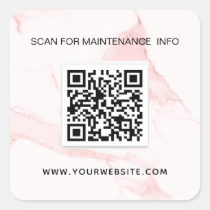 Rosa-Marmor-Business-QR-Code-Wartung Quadratischer Aufkleber