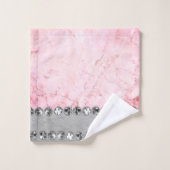 Rosa Marmor Diamond Bling Badhandtuch Set (Waschlappen)