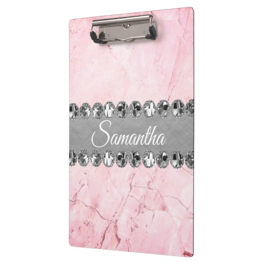 Rosa Marmor Diamond Bling Klemmbrett (Links)