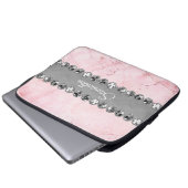 Rosa Marmor Diamond Bling Laptopschutzhülle (Vorne Knopf)