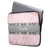 Rosa Marmor Diamond Bling Laptopschutzhülle (Vorderseite Links)