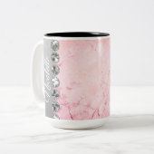 Rosa Marmor Diamond Bling Zweifarbige Tasse (Vorderseite Links)