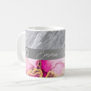 Rosa Marmor Diamond Glitzer Name Tasse