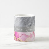 Rosa Marmor Diamond Glitzer Name Tasse (Mittel)