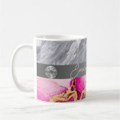 Rosa Marmor Diamond Glitzer Name Tasse (Links)