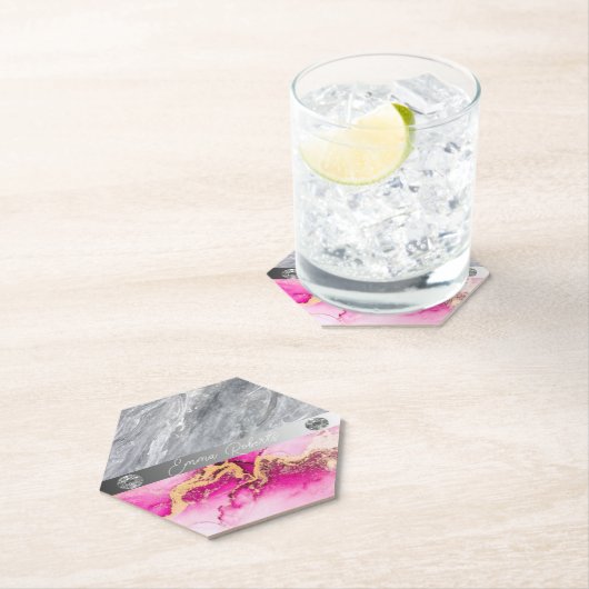 Rosa Marmor Diamond Glitzer Paper Untersetzer (Vor Ort)