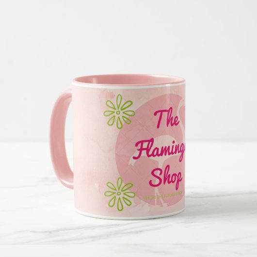 Rosa Marmor die Flamingo-Geschäfts-Tasse Tasse (Vorderseite Links)