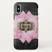 Rosa Marmor Elegantes romantisches Monogramm Case-Mate iPhone Hülle (Rückseite)
