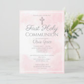 Rosa Marmor Erste Heilige Kommune Einladung (Stehend Vorderseite)