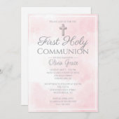 Rosa Marmor Erste Heilige Kommune Einladung (Vorne/Hinten)