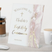 rosa Marmor | Erste Kommune Sockelschild (In Situ)