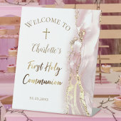 rosa Marmor | Erste Kommune Sockelschild