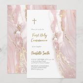 rosa Marmor | Erste Kommunionin Einladung (Vorne/Hinten)