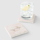 Rosa Marmor, Firmenlogo Einfache elegante Firma Steinuntersetzer (Seitenansicht)