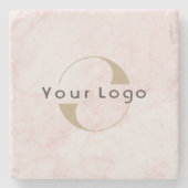 Rosa Marmor, Firmenlogo Einfache elegante Firma Steinuntersetzer (Vorderseite)