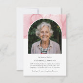 Rosa Marmor Foto Beileid Beerdigung Memorial Dankeskarte (Vorderseite)