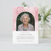 Rosa Marmor Foto Beileid Beerdigung Memorial Dankeskarte (Stehend Vorderseite)