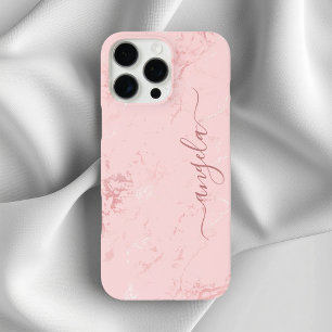Rosa Marmor Glam Signatur iPhone 16 Pro Max Hülle