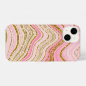 Rosa-Marmor-Glitzer iPhone Hülle (Rückseite (Horizontal))