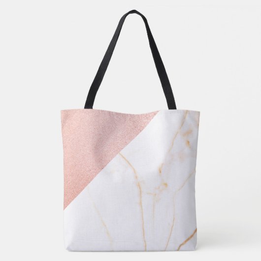 Rosa Marmor Glitzer Trendy Initial Name Monogram Tasche (Rückseite)