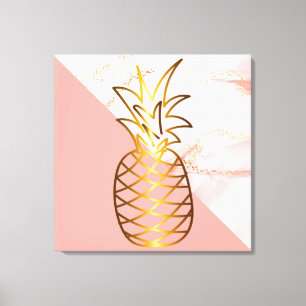 Rosa Marmor Gold Ananas Canvas Print Leinwanddruck