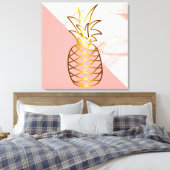 Rosa Marmor Gold Ananas Canvas Print Leinwanddruck (Insitu (Schlafzimmer))