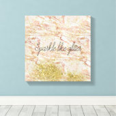 Rosa Marmor Gold Confetti Imitate Glitzer Leinwanddruck (Insitu (Holzboden))