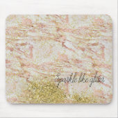 Rosa Marmor Gold Confetti Imitate Glitzer Mousepad (Vorne)