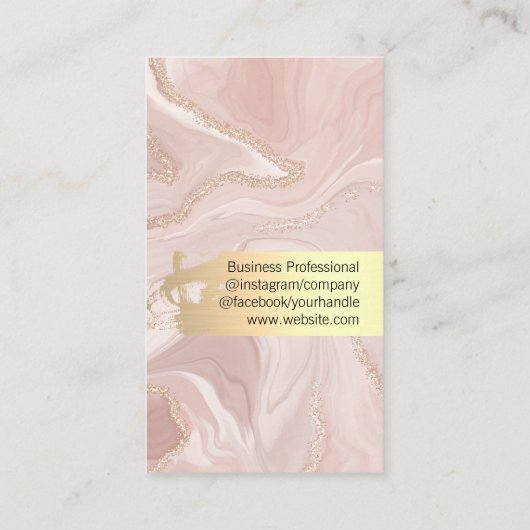 Rosa Marmor Gold Flakes | QR-Code Visitenkarte (Rückseite)