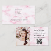 Rosa Marmor Gold Foto eleganter QR-Code Visitenkarte (Vorne/Hinten)