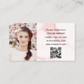 Rosa Marmor Gold Foto eleganter QR-Code Visitenkarte (Rückseite)