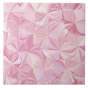 Rosa Marmor Gold Geode abstraktes Muster Fliese