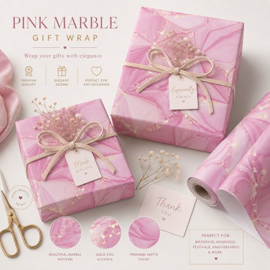 Rosa Marmor Gold Geode abstraktes Muster Geschenkpapier