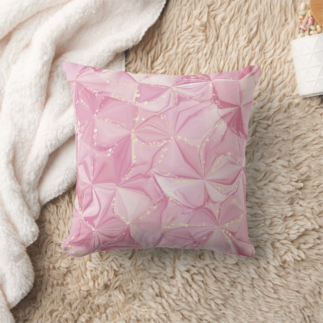 Rosa Marmor Gold Geode abstraktes Muster Kissen (Decke)