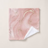 Rosa Marmor Gold Glitter Abstractes Muster Badhandtuch Set (Waschlappen)