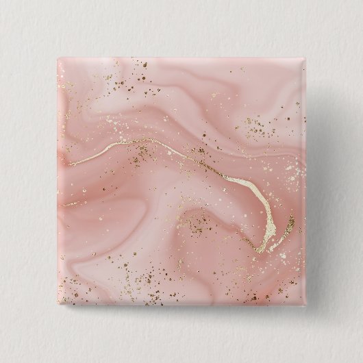 Rosa Marmor Gold Glitter Abstractes Muster Button (Vorderseite)