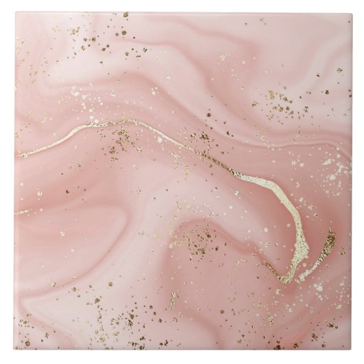 Rosa Marmor Gold Glitter Abstractes Muster Fliese (Vorderseite)