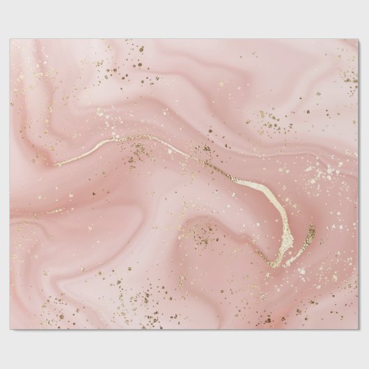 Rosa Marmor Gold Glitter Abstractes Muster Geschenkpapier (Flach)