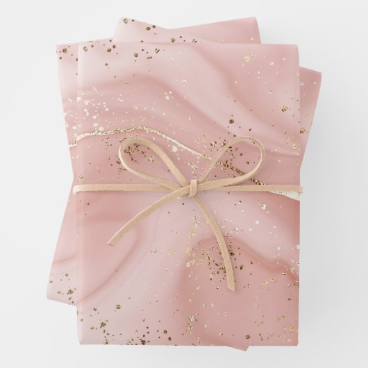 Rosa Marmor Gold Glitter Abstractes Muster Geschenkpapier Set (Beispiel)
