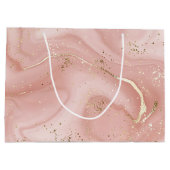 Rosa Marmor Gold Glitter Abstractes Muster Große Geschenktüte (Rückseite)